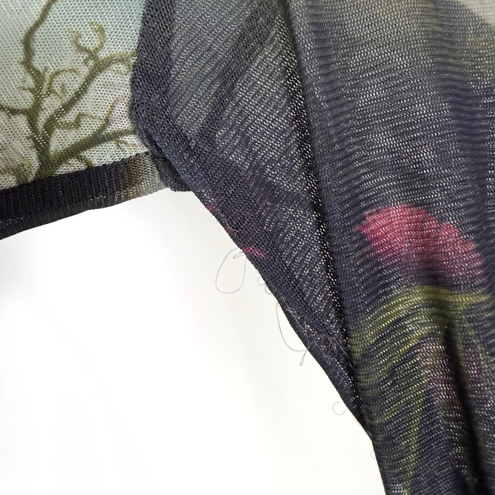 Monse Rose‎ Printed Mesh Top Long Sleeve Mesh Surrealist Sheer Long Sleeve Sz L - Picture 14 of 16
